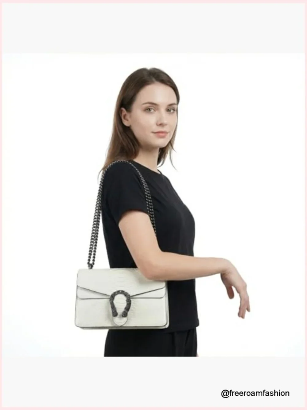 Crossbody Bag and Satchel Purse for Women - Fashion Snake Print Chain Purse PU